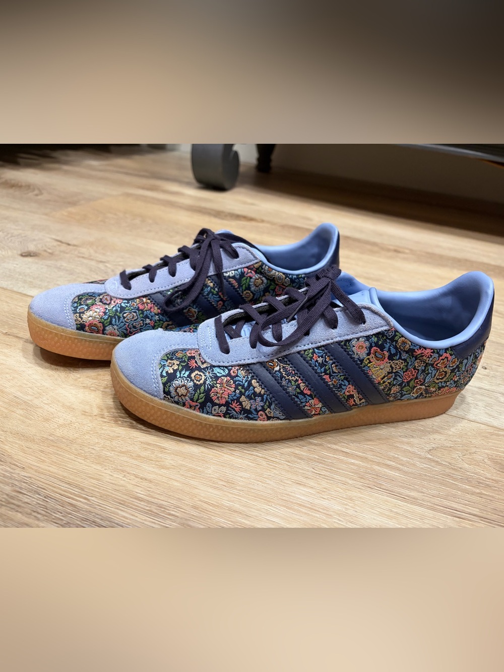 adidas Kids Floral Navy and Light Blue Lace-Up Sneakers